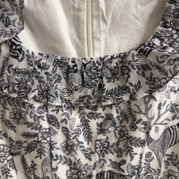 Saloni Misha Sleeveless Gret and White Toile Print Mini Sundress US 6 / UK 10 - Picture 7 of 9